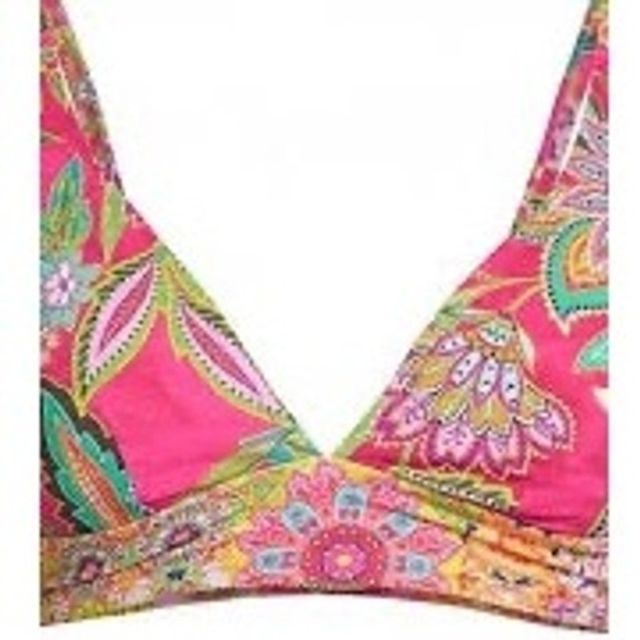 NWT John Was Floral Print Bikini Top Swimsuit Flamingo Beach Vacation Medium - Picture 2 of 7